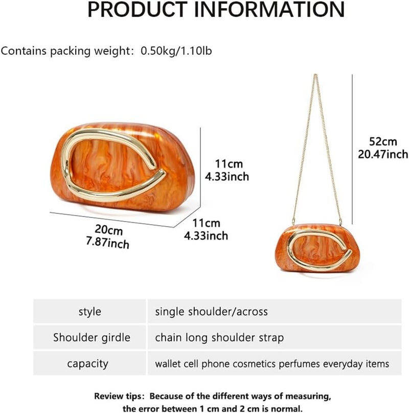 CUXVA Acrylic Clutch Purse for Women Classic Round Acrylic Evening Handbag Vintage Metal Handlebars Bag for Wedding Party Prom - Image 3